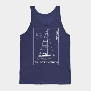 Ver.2 S/V Intermission Asbestos Navy FRONT AND BACK White Graphic Tank Top